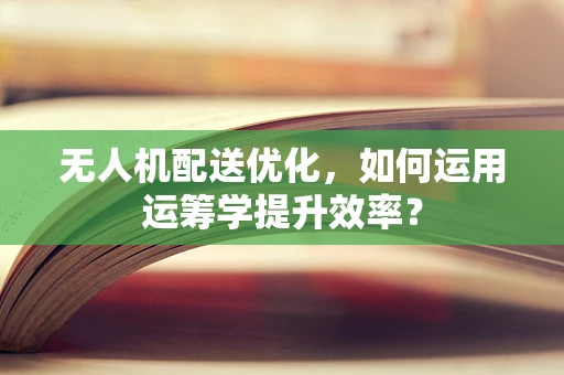 无人机配送优化，如何运用运筹学提升效率？