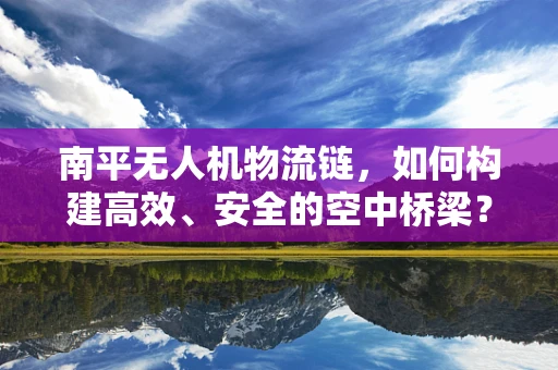 南平无人机物流链，如何构建高效、安全的空中桥梁？