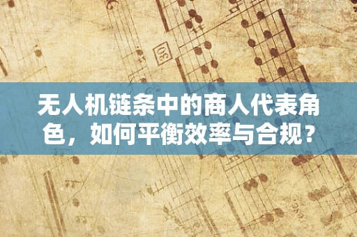 无人机链条中的商人代表角色，如何平衡效率与合规？