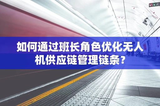 如何通过班长角色优化无人机供应链管理链条？