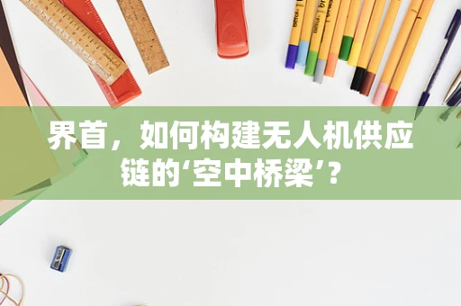 界首，如何构建无人机供应链的‘空中桥梁’？