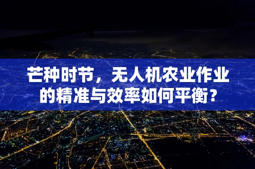 芒种时节，无人机农业作业的精准与效率如何平衡？