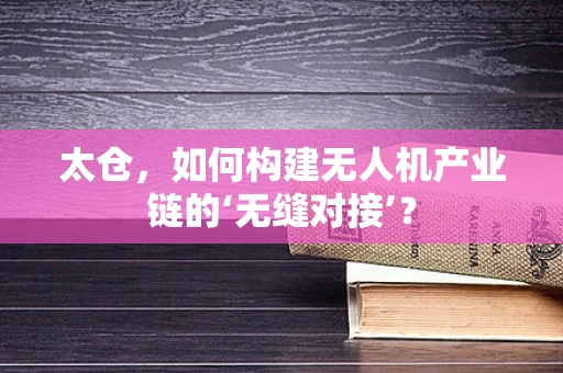 太仓，如何构建无人机产业链的‘无缝对接’？