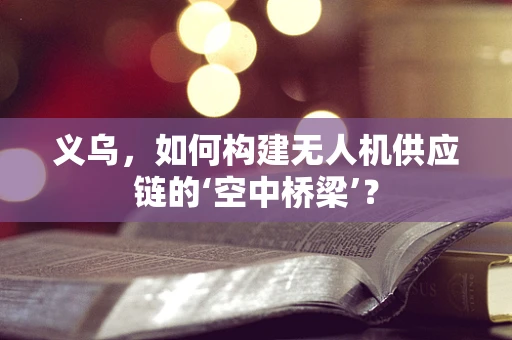 义乌，如何构建无人机供应链的‘空中桥梁’？