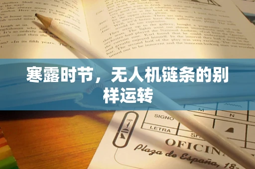 寒露时节，无人机链条的别样运转