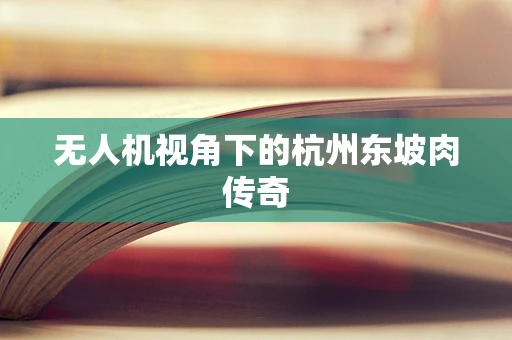 无人机视角下的杭州东坡肉传奇